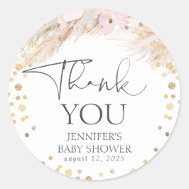 Pampas Grass Gold Confetti Vielen Dank Runder Aufkleber