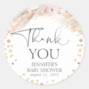 Pampas Grass Gold Confetti Vielen Dank Runder Aufkleber