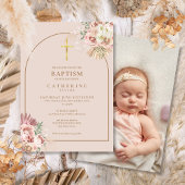 Pampas Grass Gold Foto Taufe Christening Einladung
