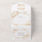 Pampas Grass Gold Monogram All in one Wedding A Einladung (Außenbereich)
