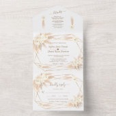 Pampas Grass Gold Monogram All in one Wedding A Einladung (Innen Boden)