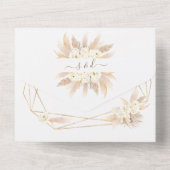 Pampas Grass Gold Monogram All in one Wedding A Einladung (Rückseite)