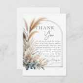 Pampas Grass Greenery Boho Neutral Baby Shower Dankeskarte (Vorne/Hinten)
