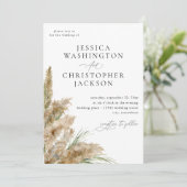 Pampas Grass & Greenery Wedding Einladung (Stehend Vorderseite)