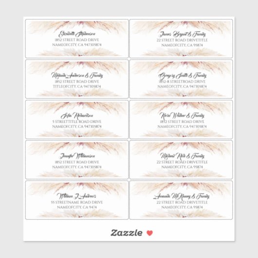 Pampas Grass Guest Names Address Labels (Blatt)