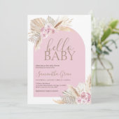 Pampas Grass Hello Baby Dusche Einladung (Stehend Vorderseite)