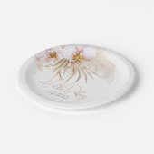 Pampas Grass Hello Baby Shower Boho Pappteller (Schrägansicht)