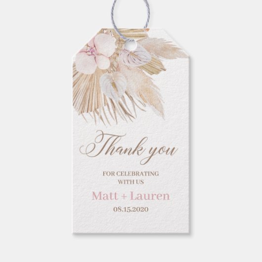 Pampas Grass Hochzeit Geschenkanhänger (Vorderseite)