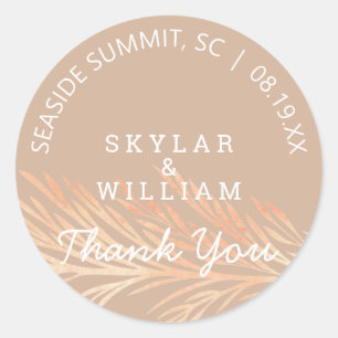 Pampas Grass Hochzeit neutraler Toasted Almond Runder Aufkleber