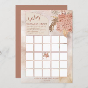 Pampas Grass   Hydrangeas Babydusche Bingo Card Einladung