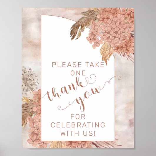 Pampas Grass Hydrangeas Bitte nimm dir einen Dank Poster (Vorne)