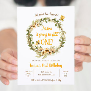 Pampas Grass Little Bunny Turning One Birthday I Einladung