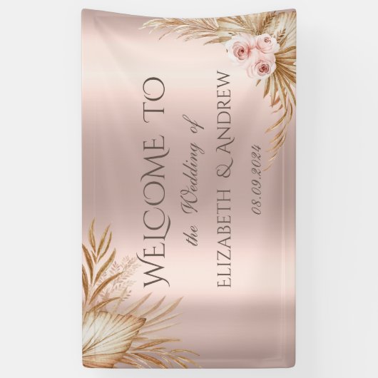 Pampas Grass Luxury Rose Gold Wedding Banner (Vertikal)
