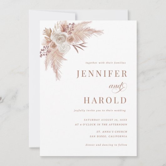 Pampas Grass Minimal Schlicht in einer Hochzeit Einladung (Vorderseite)