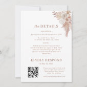 Pampas Grass Minimal Schlicht in einer Hochzeit Einladung (Rückseite)