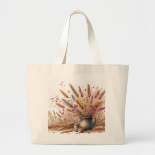 Pampas Grass Modern Boho Floral für Herbst & Herbs Jumbo Stoffbeutel