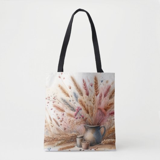 Pampas Grass Modern Boho Floral für Herbst & Herbs Tasche (Vorderseite)