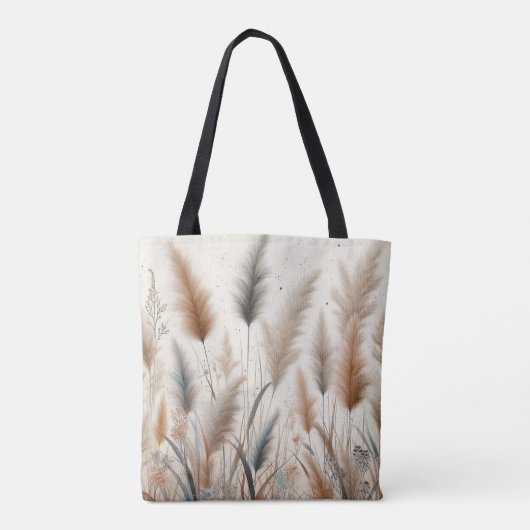 Pampas Grass Modern Boho Floral für Herbst & Herbs Tasche (Rückseite)
