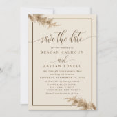 Pampas Grass Moderne Kalligrafie Save the Date (Vorderseite)