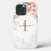 Pampas Grass Monogram Stylish Initial Terracotta Case-Mate iPhone Hülle (Rückseite)