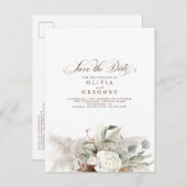 Pampas Grass Natural Floral Boho Save the Date Ankündigungspostkarte (Vorne/Hinten)