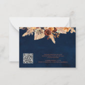 Pampas Grass Navy Blue Rust QR Code Umschließungsk Mitteilungskarte (Rückseite)