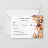 Pampas Grass Navy Blue Rust QR Code Umschließungsk Mitteilungskarte (Vorderseite)