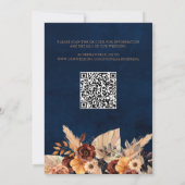 Pampas Grass Navy Blue Terracotta Fall QR Code Einladung (Rückseite)