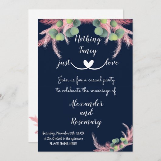 Pampas Grass Nichts Extravagant nur Liebe Elope Einladung (Vorne/Hinten)