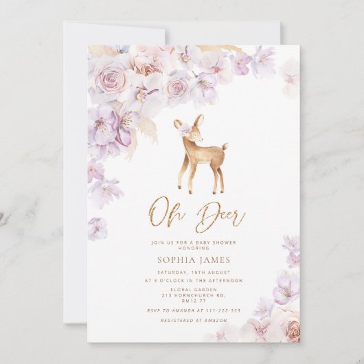 Pampas Grass Oh Reh Babydusche Einladung (Vorderseite)