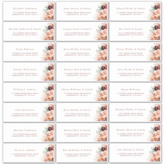 Pampas Grass Orange - individuelles Gästebuch Aufkleber (Vorderseite)