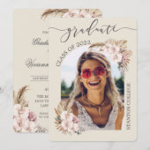 Pampas Grass Orchid Abschluss Einladung (Vorne/Hinten)