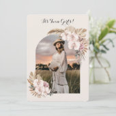 Pampas Grass Orchid Blumenarm Baby Dusche Foto Einladung (Stehend Vorderseite)