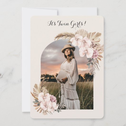 Pampas Grass Orchid Blumenarm Baby Dusche Foto Einladung (Vorderseite)