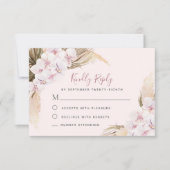 Pampas Grass Orchids Floral Tropical Wedding RSVP Karte (Vorderseite)