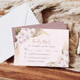 Pampas Grass Orchids Floral Tropical Wedding RSVP Karte