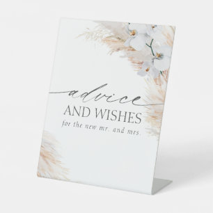 Pampas Grass Orchids Rat und Wünsche Hochzeit Sockelschild