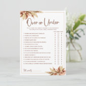 Pampas Grass Over & Under Brautparty Game Card Einladung (Stehend Vorderseite)