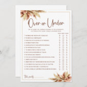 Pampas Grass Over & Under Brautparty Game Card Einladung (Vorne/Hinten)