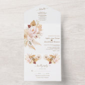 Pampas Grass Palm Blätter Rosa Blume Hochzeit All In One Einladung (Innen Boden)