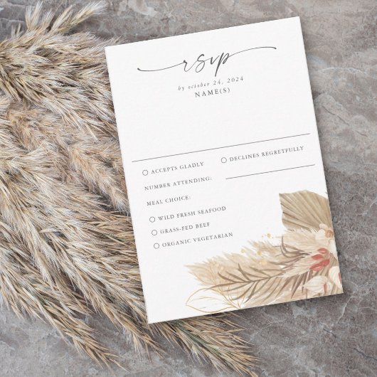 Pampas Grass Palm Wasserfarbe RSVP Karte