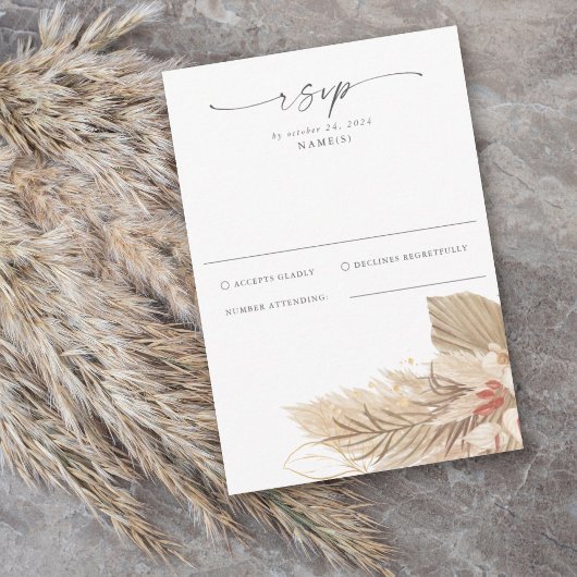 Pampas Grass Palm Wasserfarbe RSVP Karte