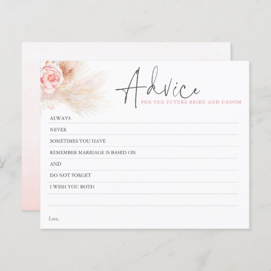 Pampas Grass Pink Advice Card (Vorne/Hinten)