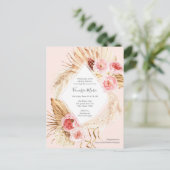 Pampas Grass Pink Aquarellfarben Boho Einladungspostkarte (Stehend Vorderseite)