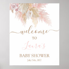 Pampas Grass Pink Baby Dusche Begrüßungszeichen Poster