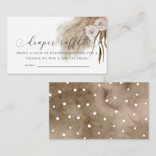 Pampas Grass Pink Babydusche Windelwanne Raffel Ti Begleitkarte (Vorne/Hinten)