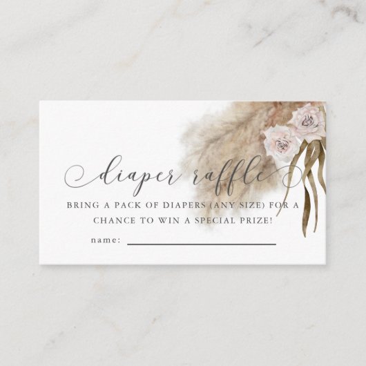 Pampas Grass Pink Babydusche Windelwanne Raffel Ti Begleitkarte (Vorderseite)