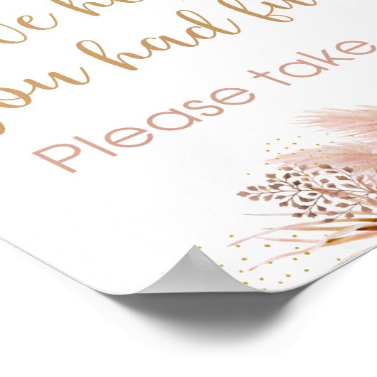 Pampas Grass Pink Bläserndusche Gefallen Zeichen Poster (Ecke)