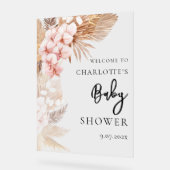 Pampas Grass Pink Blumendusche Begrüßung Acrylschild (Winkel)