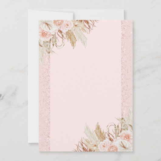 Pampas Grass Pink Blumendusche Einladung (Rückseite)